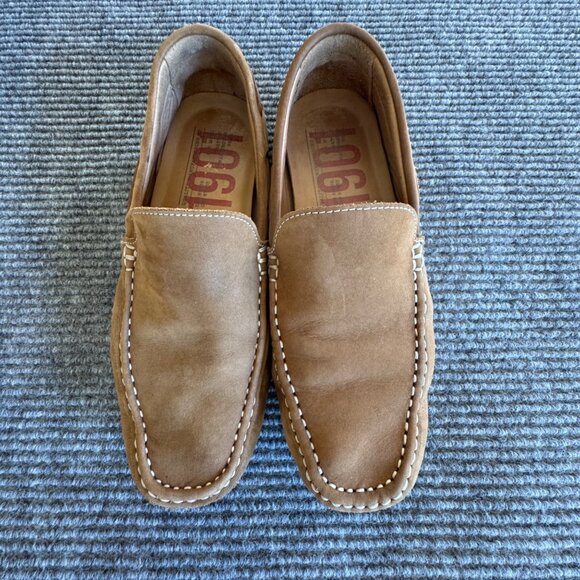 1901 Men’s Tan Nubuck Suede Driving Loafers Moccasins Size 8.5 Slip On main image 4